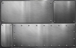 Metal plates on steel background, grunge background