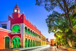 Merida, Mexico. Plaza Grande of spanish colonial city downtown in Yucatan.