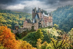 Eltz Castle. Medieval fairytale castle on Moselle River. Rhineland-Palatinate travel place of Germany.