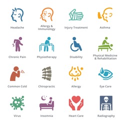 Colored Health Conditions & Diseases Icons - Sympa Series