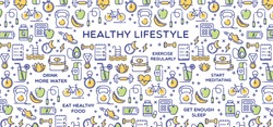 Healthy lifestyle vector illustration, dieting, fitness and nutrition.
