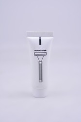 White small shaving cream squeeze tube for hotel complimentaries