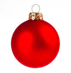 Red dull christmas ball on white background