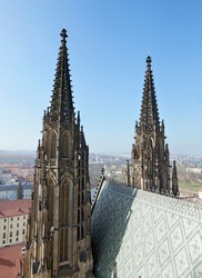 Spires of Saint Vitus cathedral in Prague