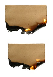 burning brown paper isolated