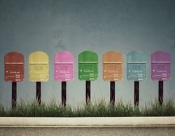 7 color postbox, vintage photo style