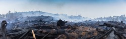 Bushfire smouldering in Australian Outback Panoramic