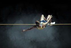 Athlete in action of high jump.
