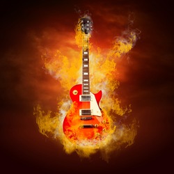 Rock guita in flames of fire