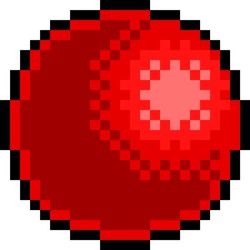 A red rubber ball pixel art eight bit retro video game style sports icon 