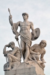 Sculptural group near to Monument of Victor Emmanuel II, in Roma Italy