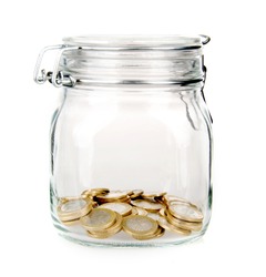 Money jar (moneybox) isolated on white background