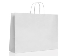 White paper shopping bag isolated.