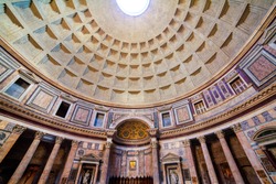 Pantheon ceiling, Rome, Italy. 