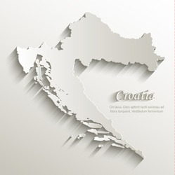 Croatia map card paper 3D natural vector