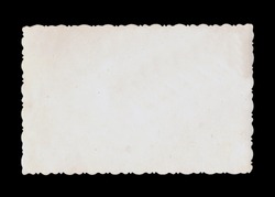 Reverse side of an old photo print with a decorative border. 