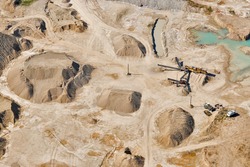 Aerial view over sandpit