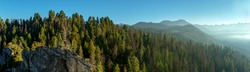 Morning in Mountains, Sequoia National Park, Panoramic view . California, USA