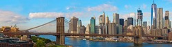 Brooklyn Bridge and Cityscape of New York. Panoramic view