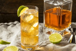 Boozy Whiskey Ginger Ale Cocktail with LIme
