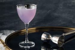 Boozy Refreshing Aviation Cocktail with Gin and Violette Liquor