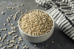 Raw Organic Dry Pearl Barley in a Bowl