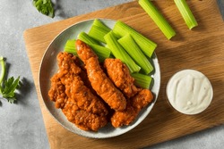 Homemade Buffalo Chicken Tenders with Celery and Blue Cheese