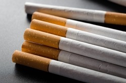 Filter cigarettes on a black background