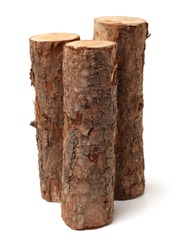 Pine logs on white background