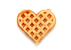 Heart shaped waffles isolated on white background