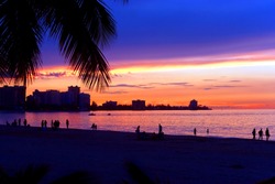 A beautiful sunset in the Isla Verde section of San Juan Puerto Rico.