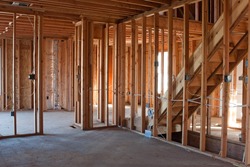 Framed building or residential home with basic electrical wiring and hvac complete.