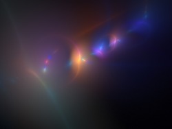 Flare. Colorful lens flare simulation on black background.