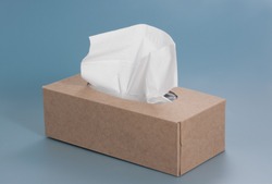 Nice brown tissue paper box on blue background