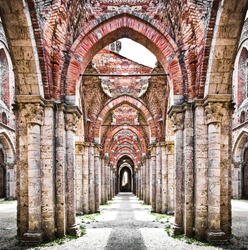 Beautiful view of historic ruins of an abandoned abbey