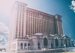 Michigan Central Station Detroit. The abandoned Michigan Central Station in Detroit, Michigan on a winter afternoon.