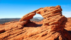 A small sandstone arch at Pioneer Park in St. George, Utah