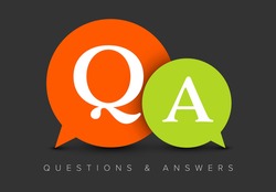 Question and Answers concept illustration template with big green and red circle speech bubbles with QA letters - qustions and answers section icon, header image