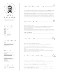Vector minimalist cv / resume template with nice typogrgaphy design. 