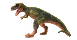Plastic dinosaur toy isolated on white background