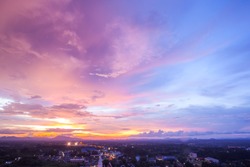 Beautiful Cityscape Sunset at Trang Thailand