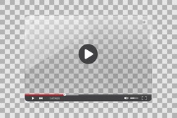 Video player glass illustration on a checker background