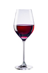 Red Wine in glass on white background
