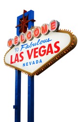 Welcome To Las Vegas neon sign on white background.  Nevada, USA