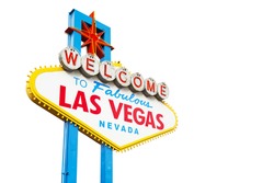 Welcome to Las Vegas Neon Light Sign Isolated on White with Clipping Path