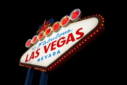 Famous Las Vegas Welcome Sign with black background