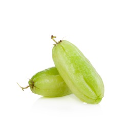 Bilimbi (Averhoa bilimbi Linn.) or cucumber fruit slice on white background
