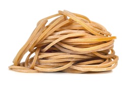 Pile of rubber bands isolated on white background.