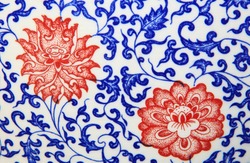 old chinese flowers pattern style painting on the ceramic bowl use for background