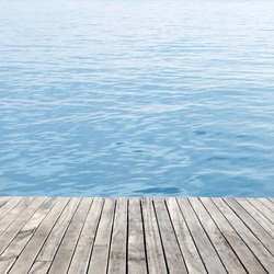 wooden floor and sea